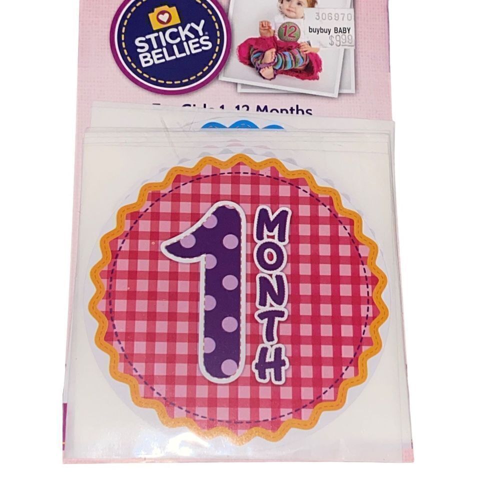 Babys First Year Milestone Belly Stickers 1-12 Month Stickers Peel Stick Click